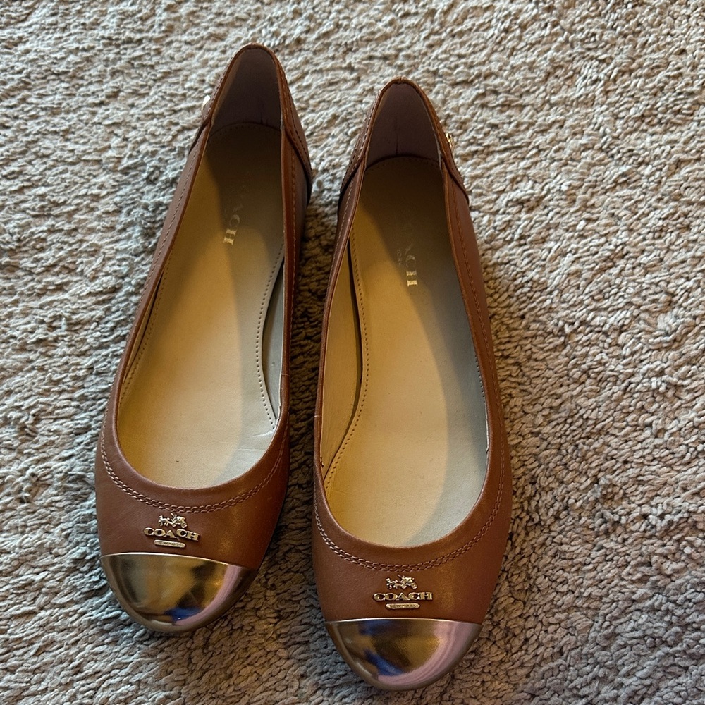 Coach Tan and Gold Women's Loafers